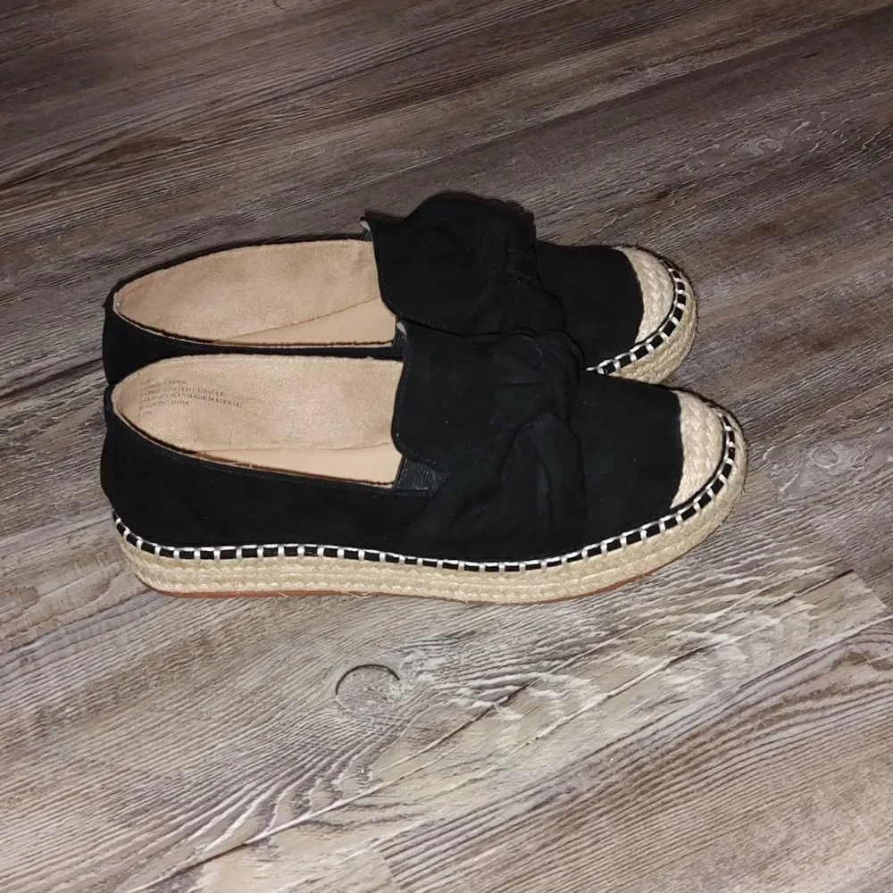 Kaari Blue™ Kiki  Black Knotted Espadrille Flats  Sz 6.5